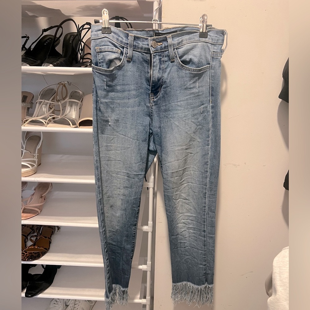 Flying Monkey Light Blue Frayed Hem Jeans